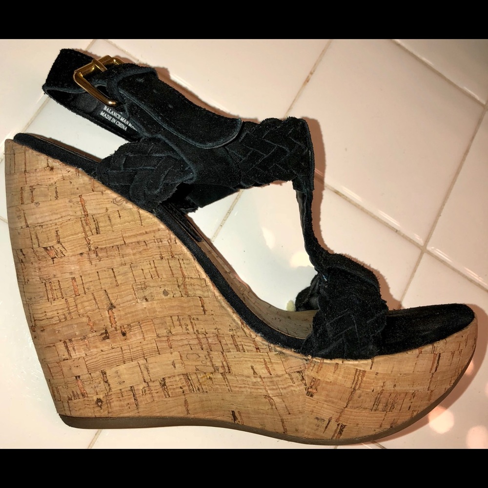 Black suede wedges